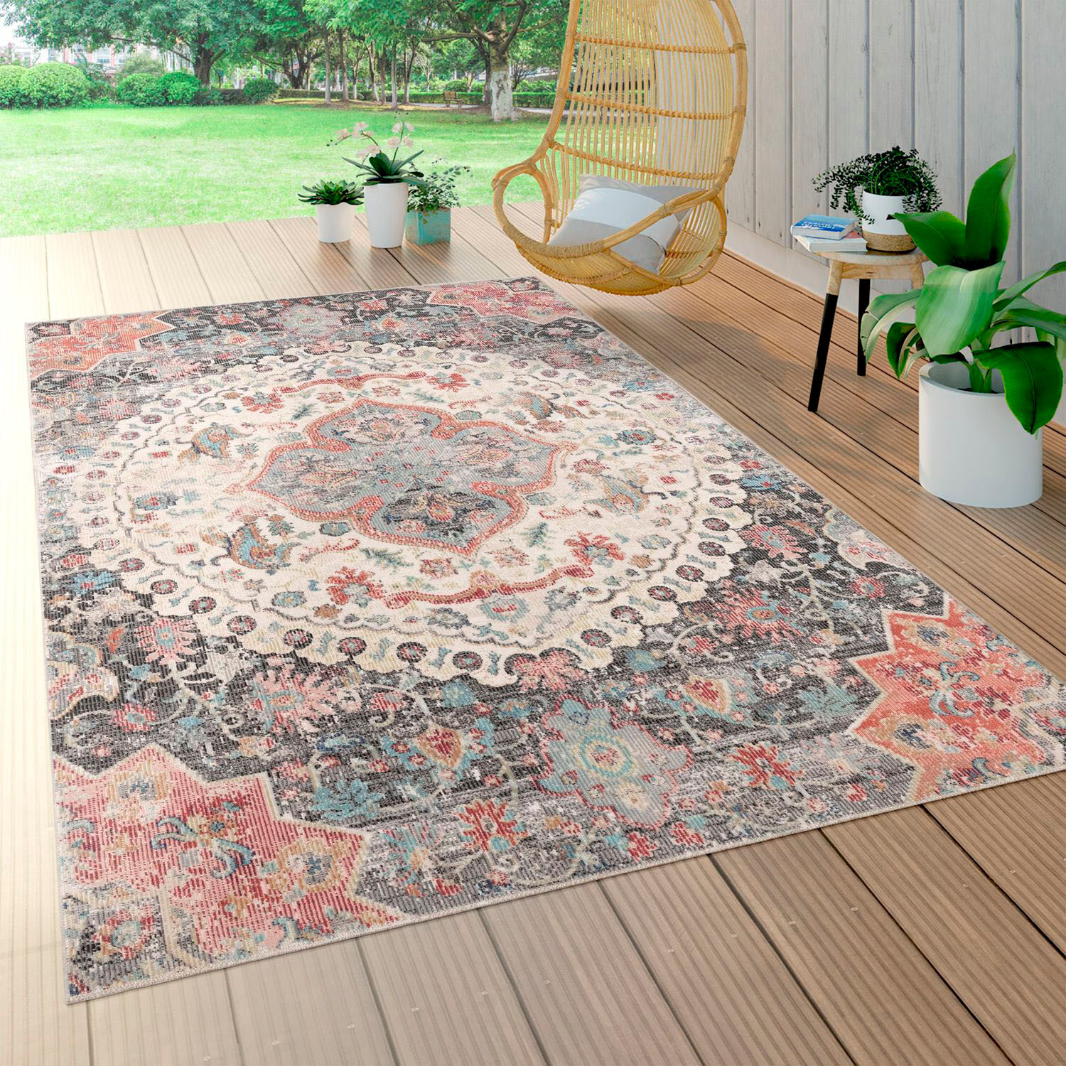 Teppich PACO HOME "Torres 271", grau, B:80cm H:8mm L:150cm, Polypropylen, Teppiche, Teppich, Kurzflor, Orient-Optik, Vintage Design, In- und Outdoor geeignet grau B : 80cm 1 Stk., 8mm, L: 150cm