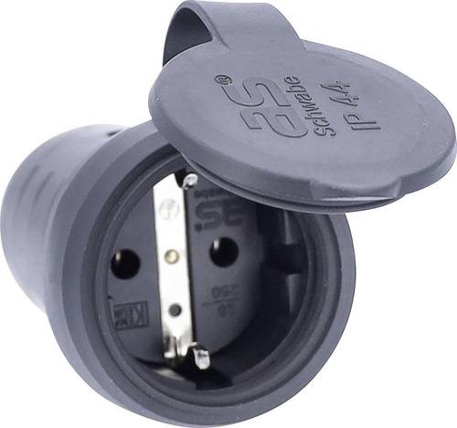 AS Schwabe 60417 Schutzkontaktkupplung Vollgummi 230V Schwarz IP44