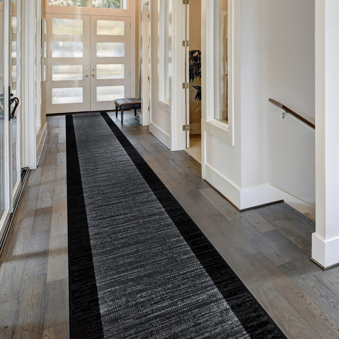 17 Stories Runner Ombre Area Rug Black Runner 70 x 570 cm