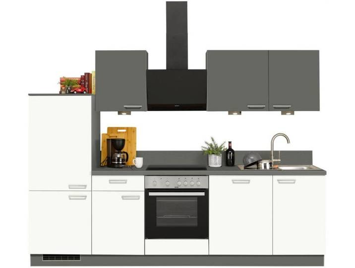 Küchenblock Win/Plan B: 280 cm Anthrazit/Weiß