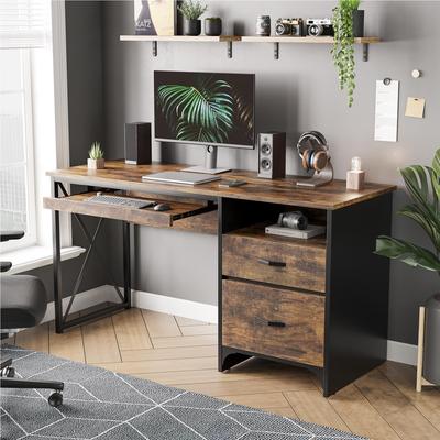 Bestier 55 inch Computer Desk with Keyboard Tray and Storage Drawers