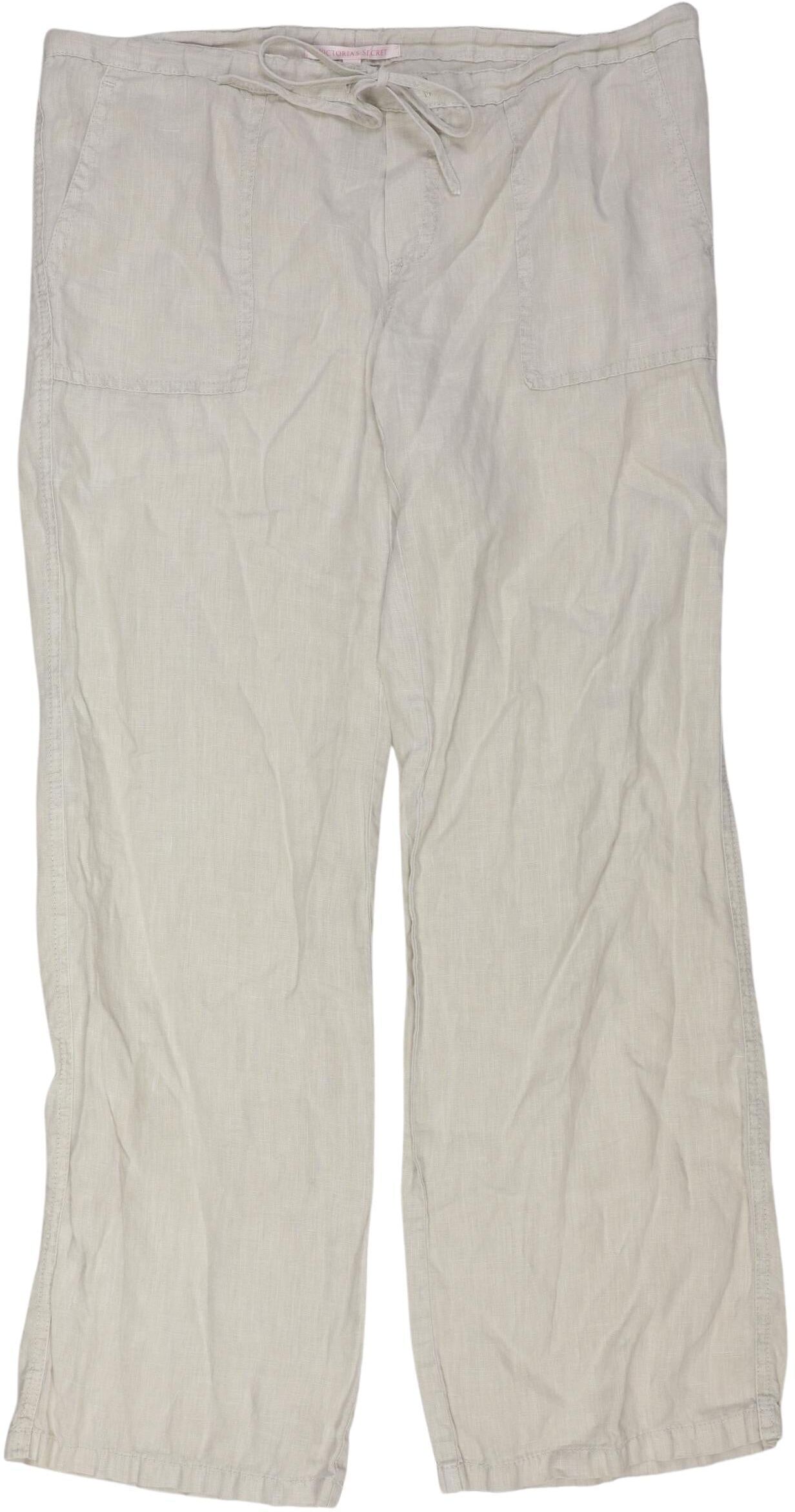 Victorias Secret Damen Stoffhose, Beige, Gr. XXS (US 0), Leinen - Second Hand
