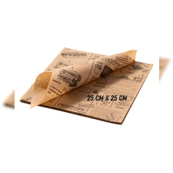 FRITZTOWN® Deli Paper 25x25 cm Braun – 500 Blatt | Fettabweisendes Einschlagpapier | Für Burger, BBQ, Sandwiches & Street Food geeignet
