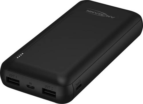 Ansmann PB212 Powerbank 20000 mAh Smart IC LiPo Micro USB, USB-C, USB Schwarz Statusanzeige