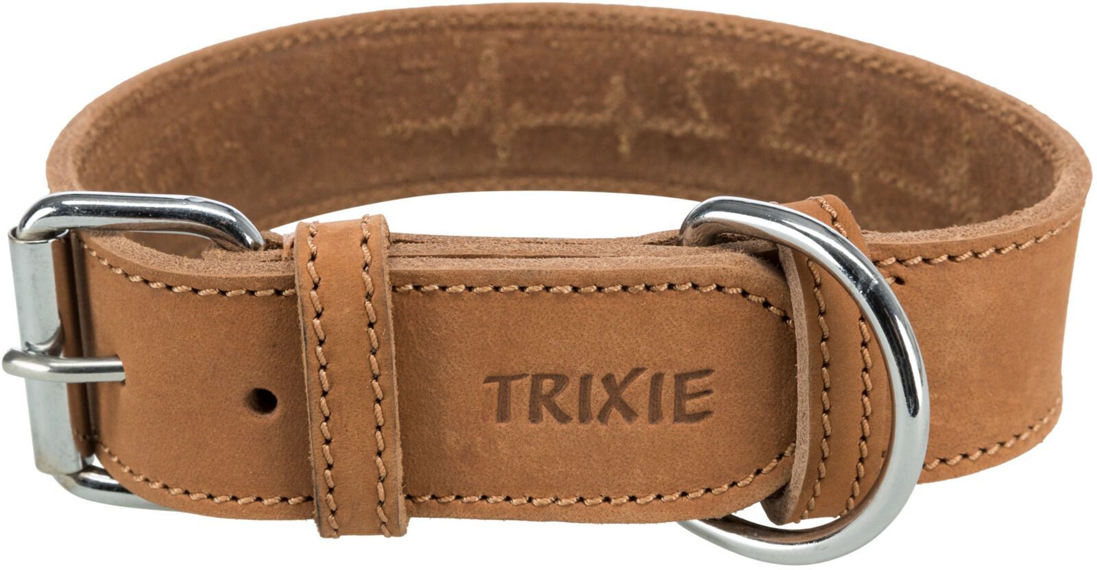 TRIXIE Rustic Fettleder-Halsband Heartbeat, braun, S–M