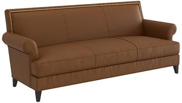 Juliana Leather Sofa - Saddle Leather, Saddle Flannel - Ballard Designs