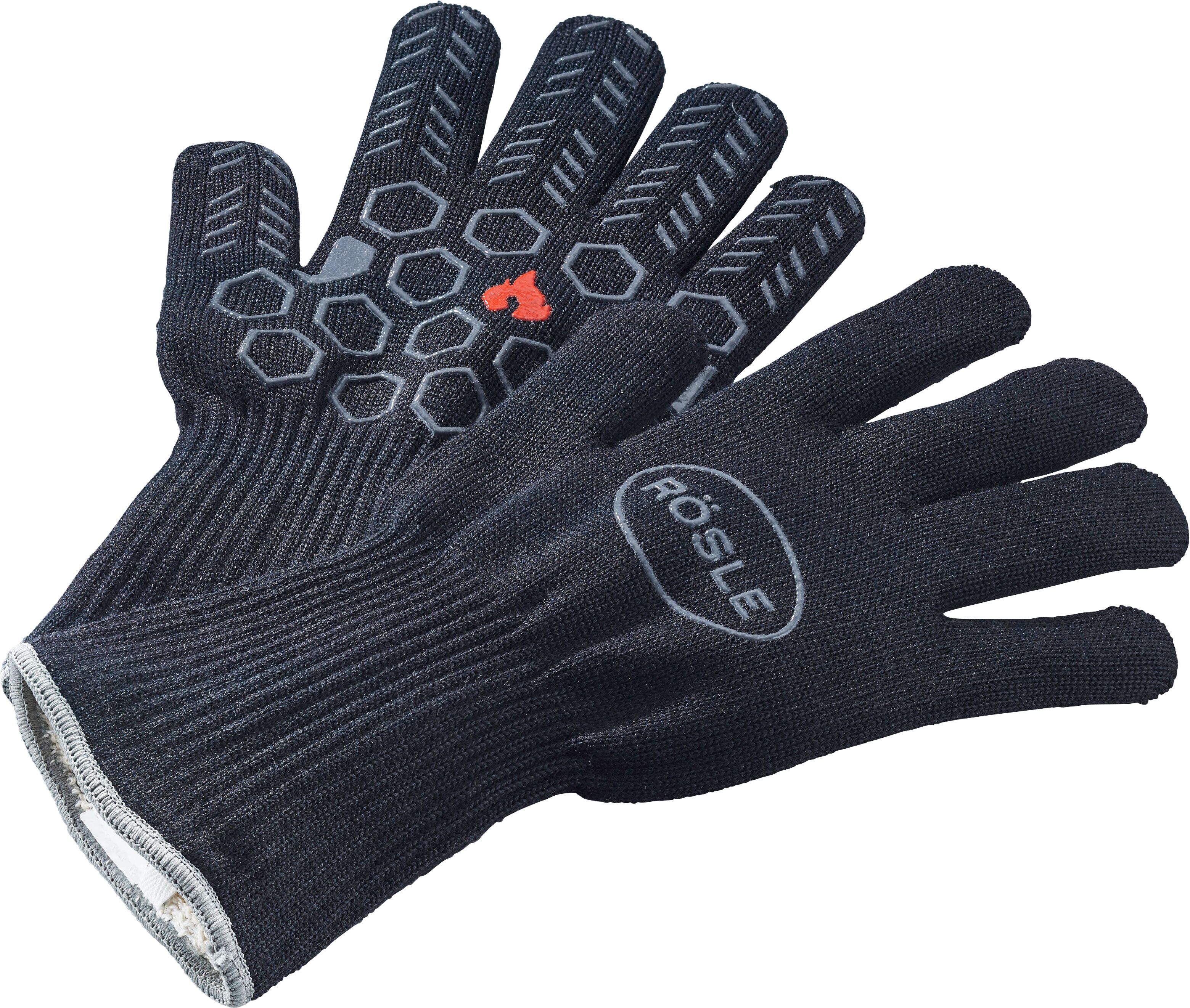 Grillhandschuhe RÖSLE "Premium, 25240", schwarz (schwarz, weiß), Topflappen, atmungsaktiv, temperaturbeständig bis 350C, Baumwoll-Innenfutter