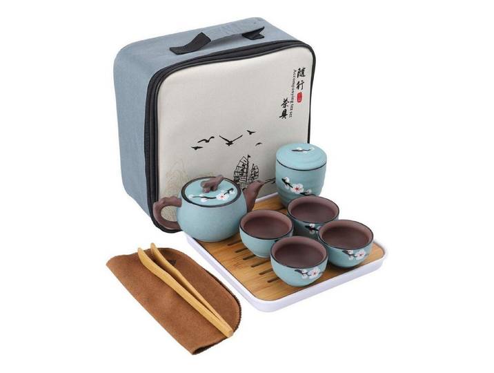 fanquare Teeservice Japanisches Tragbares Kung Fu Tee Set Kirschblüte Zisha Teeservice für