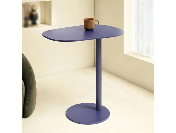 C-förmiger Metall-Beistelltisch, moderner Beistelltisch ovaler Tischplatte Großzügige ovale Ablagefläche, schlankes platzsparendes, robustes Ganzmetallgestell(Blue,50*35*50cm/19.7*13.8*19.7in)