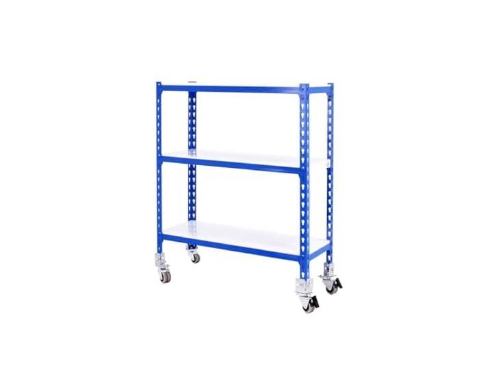 SimonRack Schwerlastregal, Lagerregal, 97,5x100x40 cm, Metallregal, Kellerregal, Biegestelle 75 kg, 3 Fachböden, Blau/Weiss - Simonclick