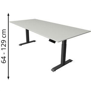 Kerkmann Schreibtisch Move 4, lichtgrau / anthrazit, elektrisch höhenverstellbar, 225 x 64-129 x 100 cm