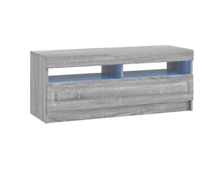 TV-Möbel Sonoma, Grau, aus Holz, platzsparendes Design Reversible Türen, LED-Leuchten, moderner Stil, Holz, Innenbereich, Montage erforderlich