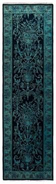 Overton "Fine Vibrance, One-of-a-Kind Hand-Knotted Area Rug - Black, 2' 7"" x 9' 2"" - 2' 7"" x 9' 2"""