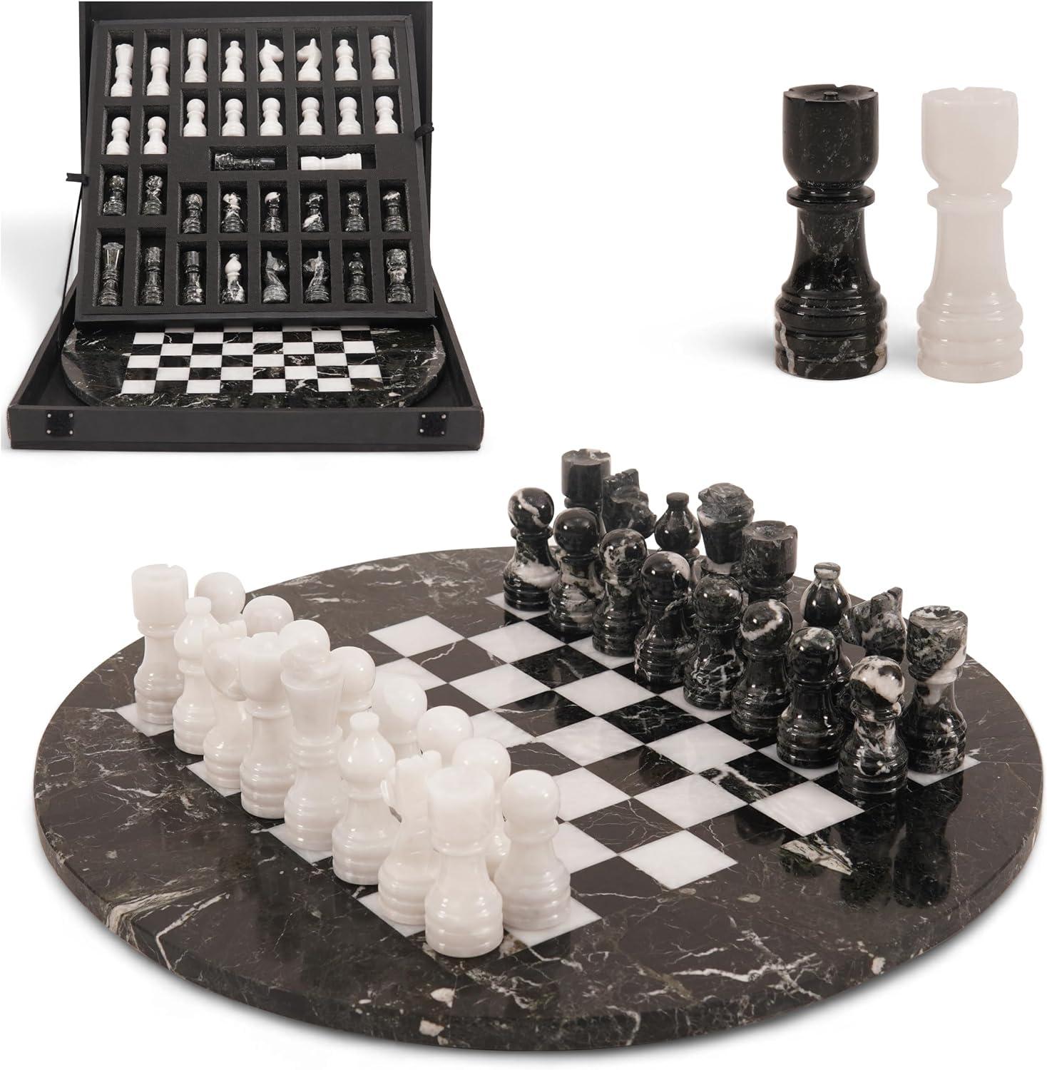 Marmor-Schachspiel 38 cm, handgefertigt, 34 Teile