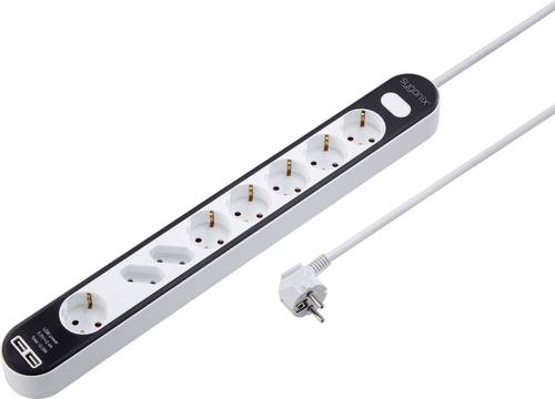 Sygonix SY-4538278 Steckdosenleiste mit Schalter 8fach Weiß, Schwarz Schutzkontakt 1St.
