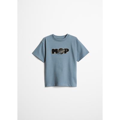 T-Shirt MARC O'POLO "Kn.-T-Shirt", Jungen, Gr. 128/134, blau (storm), Jersey, Obermaterial: 100% Baumwolle, normal, Rundhals, Shirts T-Shirt, Mit Weltraum-Stickerei