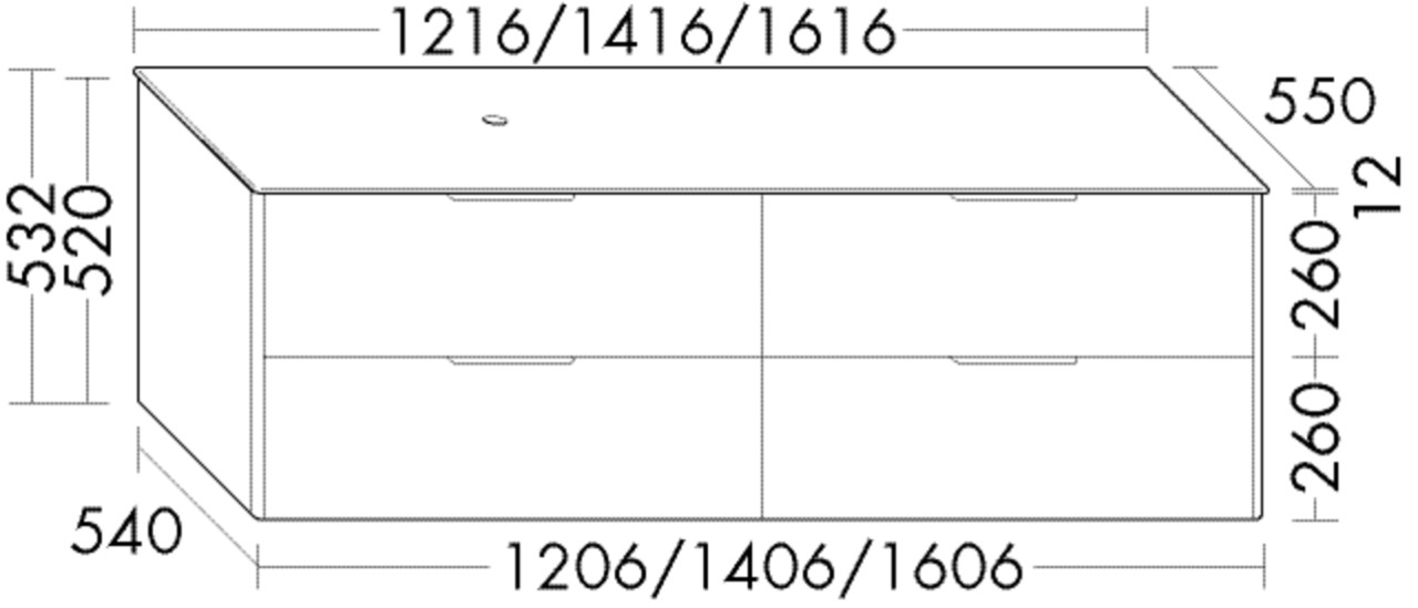 Burgbad Waschtischunterschrank+Konsolenplatte Oteo Nussbaum Dekor Samt/Feinstein Beton SHME161LF7443A0390