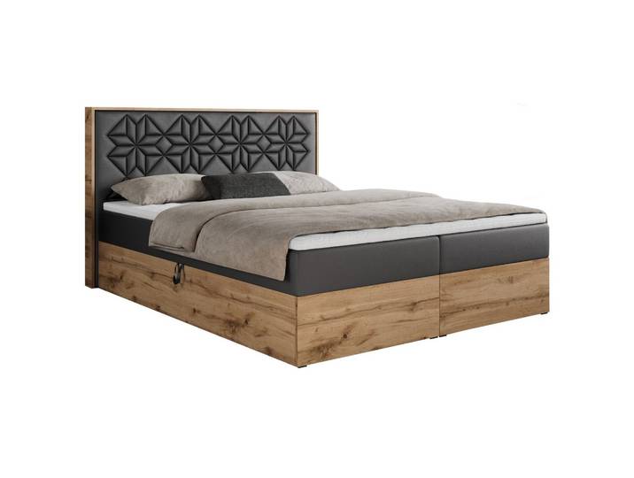 BOXBETT NESSI - 180/200 Dunkelgrau Kunstleder - H4