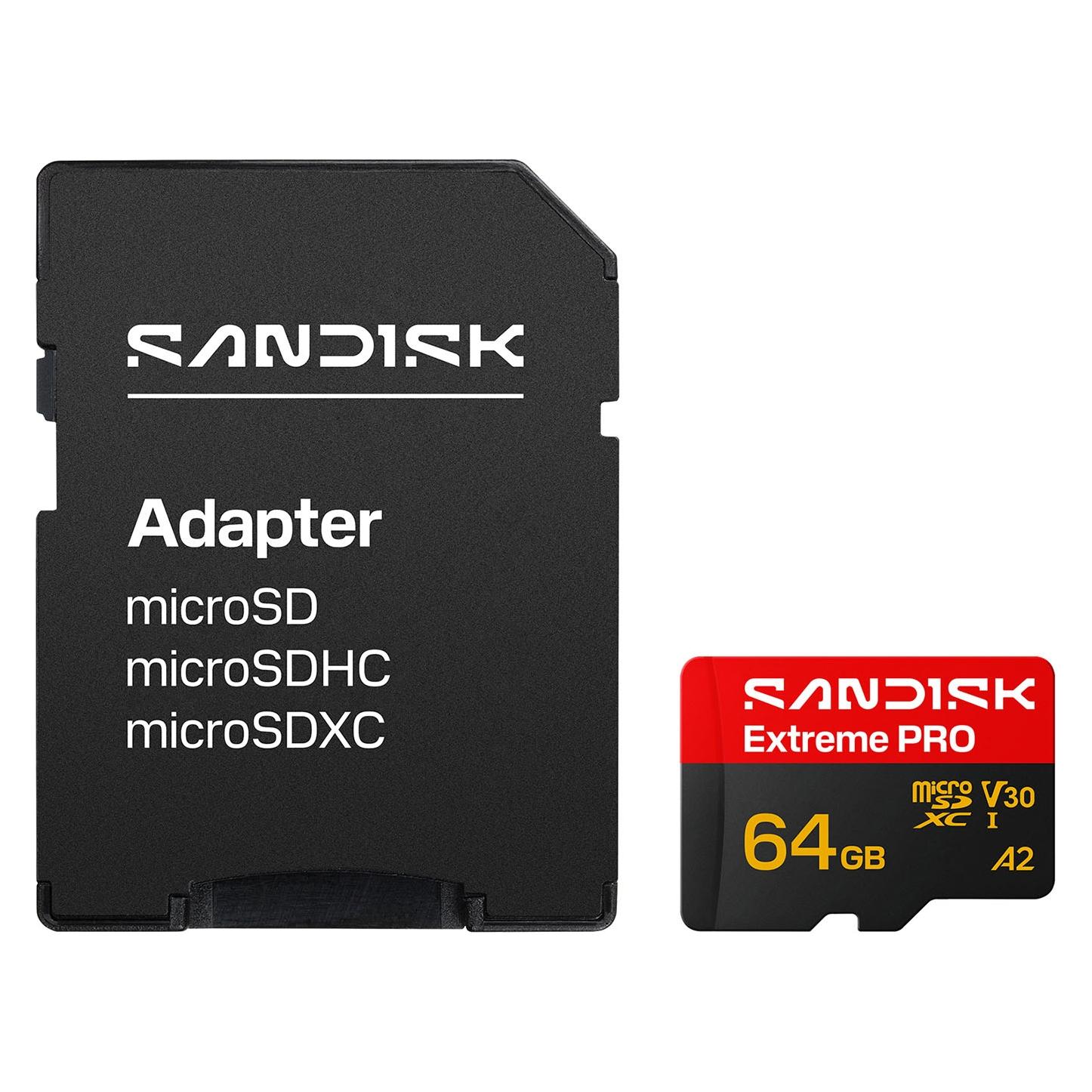 Sandisk Extreme Pro (64 GB, microSDHC, microSDXC, U3, UHS-I) (SDSQXCU-064G-GS6MA)