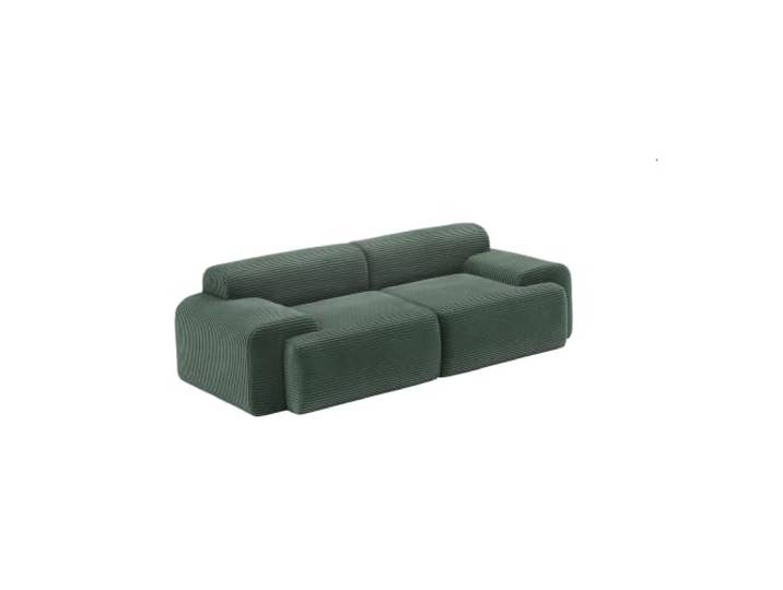 skølm Menja Cloud Couch Dunkelgrün aus Cord, 2-Sitzer, 2 Kissen Polstersofagarnitur, Vollschaumcouch vakuumiert, 214 cm breit, kein Aufbau erforderlich, Wohnzimmersofa