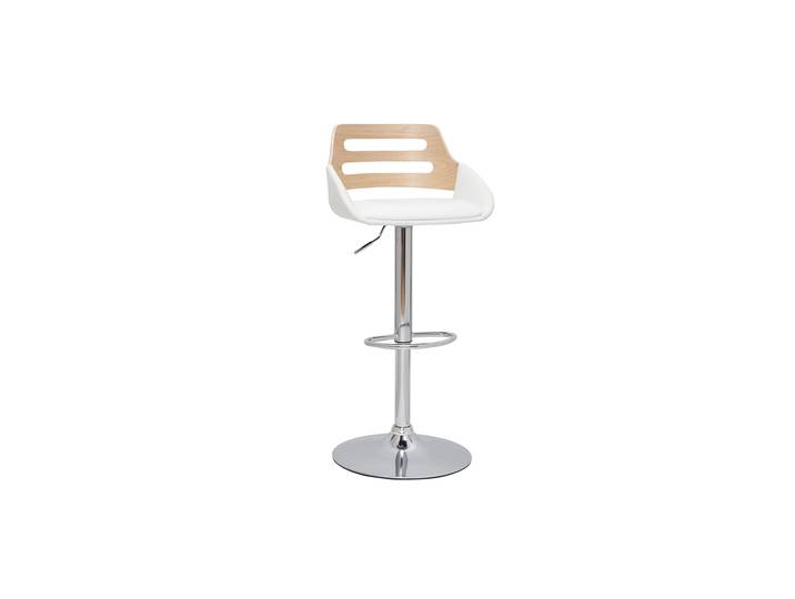 Tabouret de bar relevable design blanc et chêne PERNIK