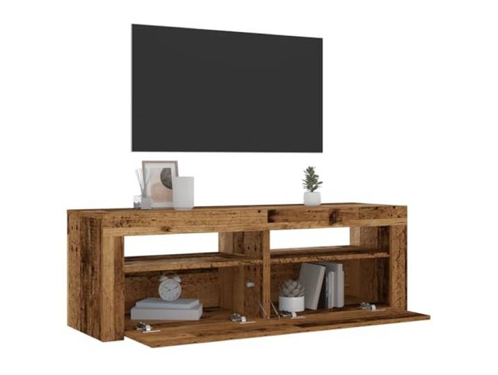 LED Nachttische 2 Stück altes Holz 60x35x40 cm, Beistelltische mit RGB-Hintergrundbeleuchtung, Möbel aus Holzwerkstoff mit großem Stauraum und USB-Anschluss