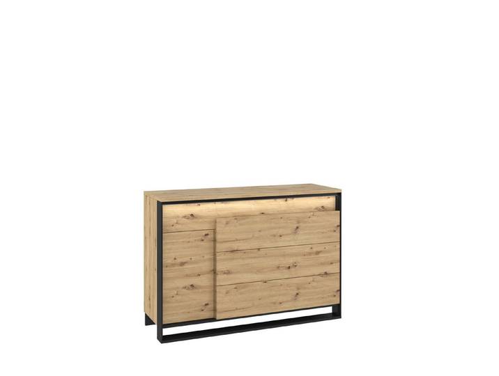 Friderik-EU Kommode QUANT SALON QA-08 Kommode mit Schubladen, Türen und LED, 130x90x41