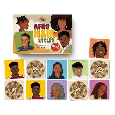 Afro Hair Styles. Memo-Kartenspiel mit 36 Styles incl. Booklet mit Style Infos