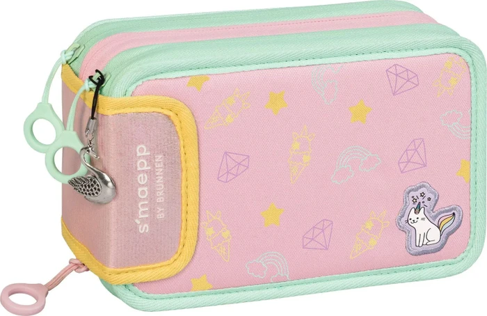 BRUNNEN Federmäppchen befüllt s'maepp Sweet Unicorn pastell-rosa/grün 33-teilig, 20,0 x 7,5 cm
