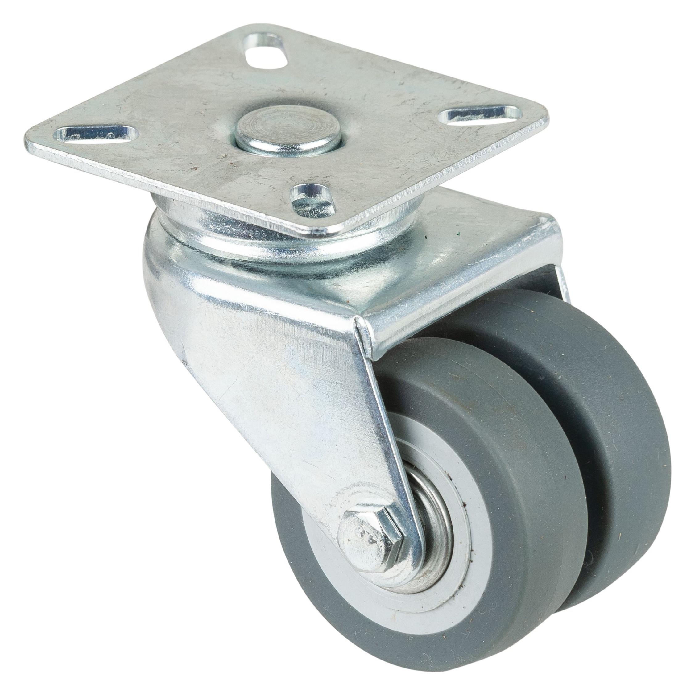 BS Rollen Doppel-Lenkrolle 50 mm 60 kg ohne Feststeller Gummi grau 60 x 60 mm (B100.A85.050)