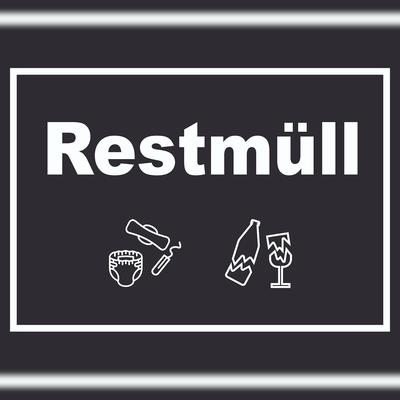 HB-Druck Restmüll Mülltrennung Schild Text Symbol Haushalt waagerecht A2 Rückseite selbstklebend