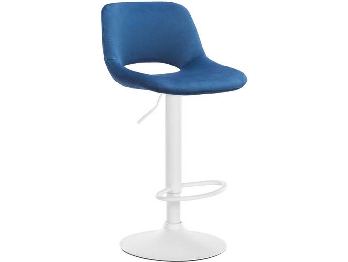 CLP Barhocker Samt Blau, Textil, 42x86x46 cm, Esszimmer, Barmöbel, Barhocker