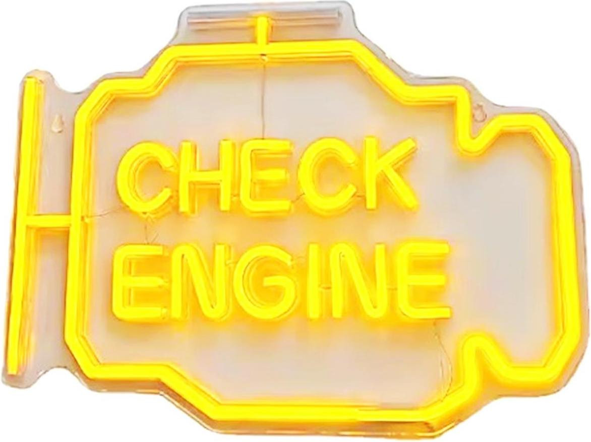 Aptel LED-decoratie motorblok met tekst Check Engine voor wandmontage