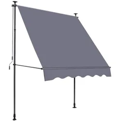 MODFU Balkonmarkise Aluminium/Metall Dunkelgrau 200x150x220-310 cm, höhen- und winkelverstellbar, ohne Bohren