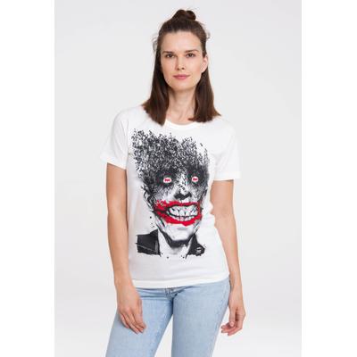 T-Shirt LOGOSHIRT "Batman - Joker Bats", Damen, Gr. L, weiß, 100% Baumwolle, bedruckt, normal, Rundhals, Shirts T-Shirt, mit trendigem Superschurken-Print
