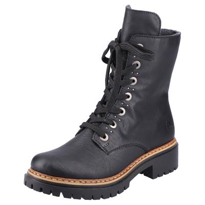 Schnürstiefelette RIEKER, Damen, Gr. 43, schwarz, Lederimitat, Schuhe Schnürstiefelette, mit kräftiger Profilsohle