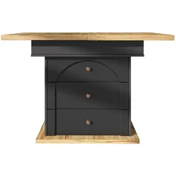 STILVORA Ausziehtisch MDF/Metall Schwarz/Natur 110-140x80x75 cm, gewerblich geeignet, mit Stauraum