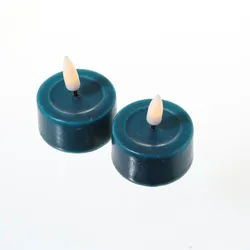 283 LED Teelichter Mia flackernd mit Batterie D: 4,1cm petrol 2 Stk.