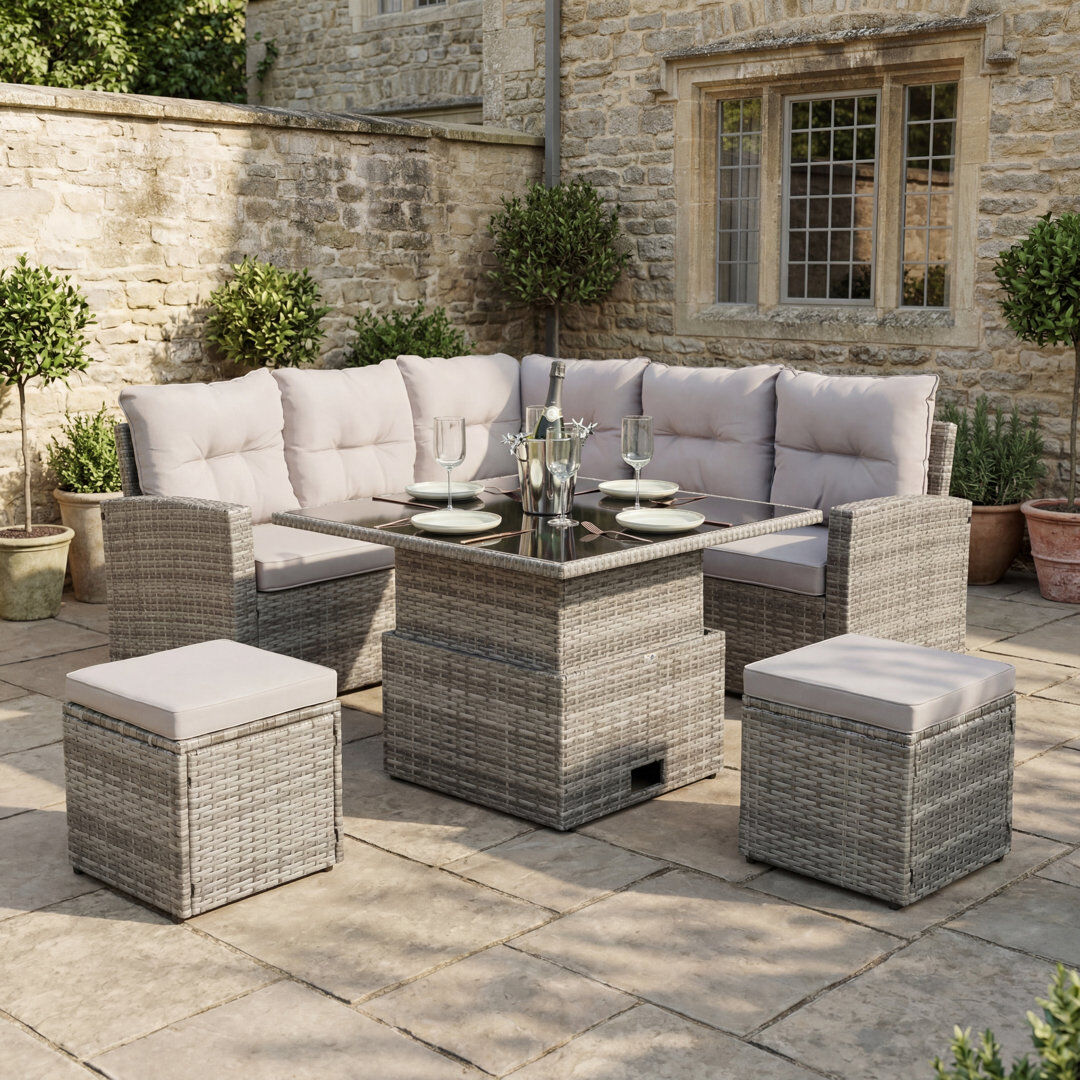17 Stories St.Tropez - Garden Corner Sofa In Rattan Grey/Dark Grey 7