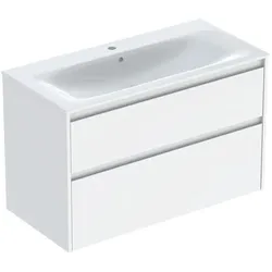 Geberit Renova Plan Möbel-Waschtisch-Set 504041011 Breite 100cm, Korpus/Front weiß / lackiert seidenglanz, Waschtisch weiß