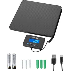 VEVOR Digitale Paketwaage, 10/100g, doppelte Genauigkeit, 200 kg Plattformwaage mit Hold-/Tara-Funktion & LCD-Display, für Pakete, Porto, Gepäck, Batterie & Ladekabel im Lieferumfang enthalten