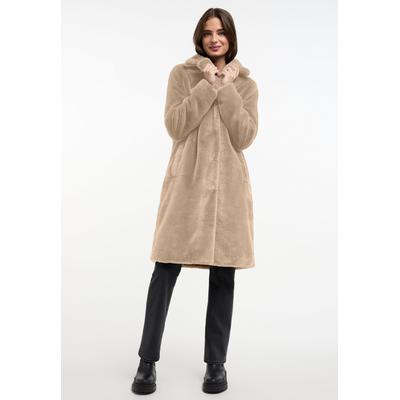 Wintermantel FRIEDA & FREDDIES "Frieda & Freddies Faux Fur Mantel", Damen, Gr. 36, beige (desert beige), 100% Polyester, Mäntel Wintermantel
