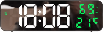 Inspire Curations Large LED Digital Wall Clock USB Powered Display With Temperature & Humidity Monitor mirror Green Temp