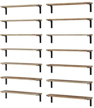"Wallniture Nola 24"" Floating Shelves for Wall Decor, Wood Shelves for Living Room, Office, Kitchen Storage Shelves, 14 Pcs"