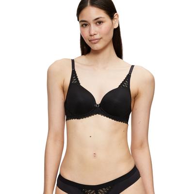 Bügel-BH TRIUMPH "Aura Spotlight WHP", Damen, Gr. 75, Cup B, schwarz, Microtouch, Obermaterial: 61% Polyester, 32% Polyamid, 7% Elasthan, bestickt, unifarben, BHs Bügel-BH, moderne Grafikspitze