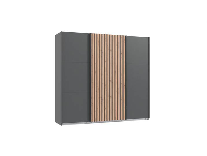 Schwebetürenschrank ALASKA 300 x 216 cm grau/ braun