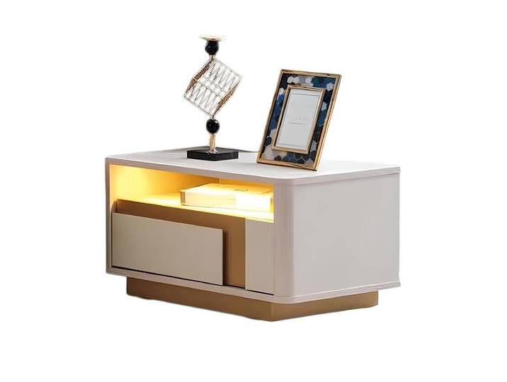 JVmoebel Nachtkonsole Nachttisch Moderner Stil Beige Farbe Holzgestell Elegantes Design, Made in Europa