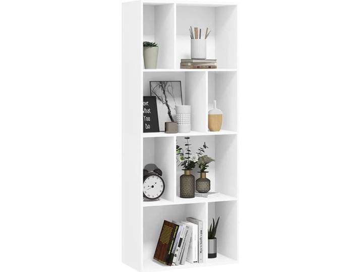 Bibliothèque blanche 8 compartiments ouverts - WOLTU - 2 tailles de casiers - rangement modulable - 60x29x143 5 cm