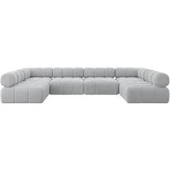 WOHNLANDSCHAFT modulares Sofa Garvo-U2 - 380x190x70 cm Grau Cord