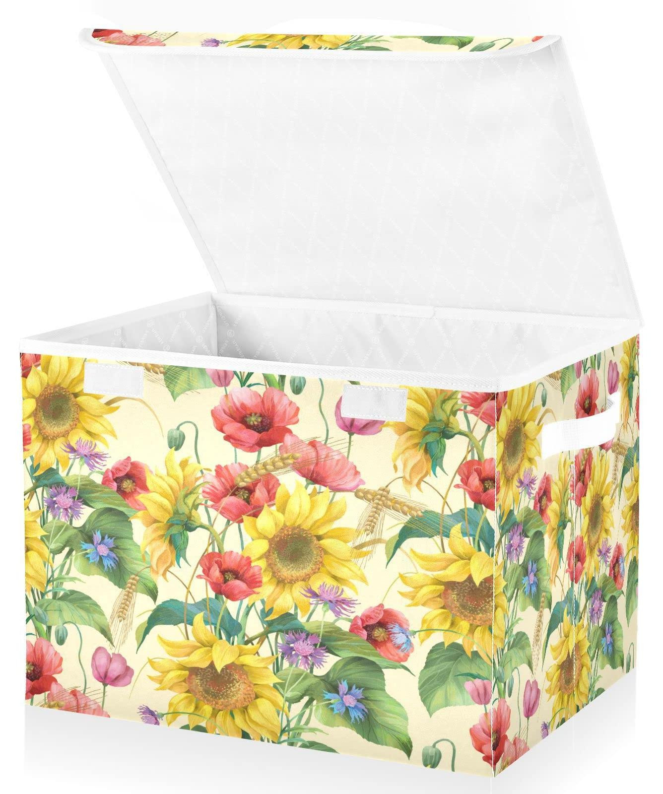 Dripio Opbergbox met deksel en handvatten, stapelbaar, textiel en kunststof